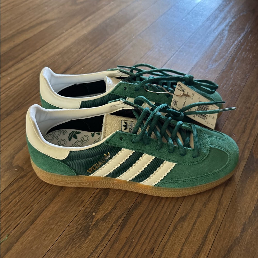 Adidas Handball Spezial Green and White Sneakers